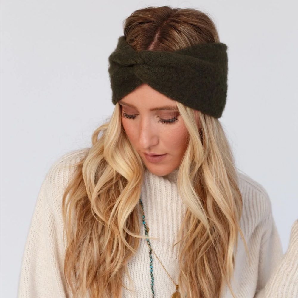 Sunol Fuzzy Twist Headband - Olive